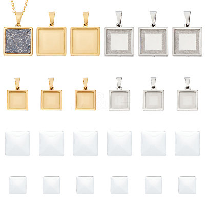 DIY Blank Square Pendant Making Kit DIY-UN0005-46-1