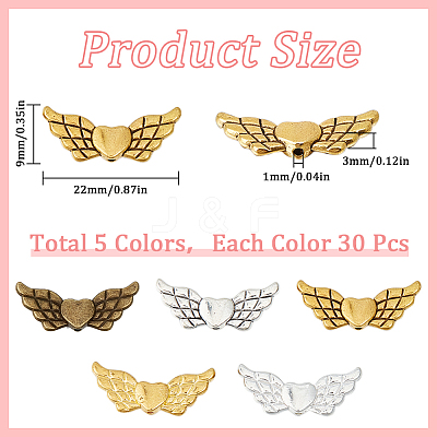 150Pcs 5 Colors Tibetan Style Alloy Angeltee Beads FIND-SC0009-30-1