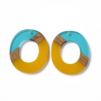 Transparent Resin & Walnut Wood Pendants RESI-M027-01I-1
