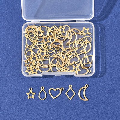 60Pcs 5 Styles 304 Stainless Steel Charms STAS-FS0001-87-1