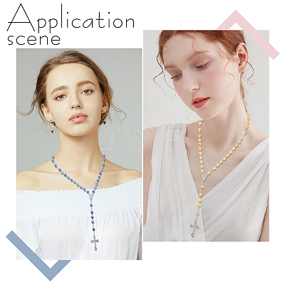 12Pcs 4 Colors Alloy & AB Color Heart Acrylic Link Chain Rosary Bead Necklaces NJEW-GO0001-20-1