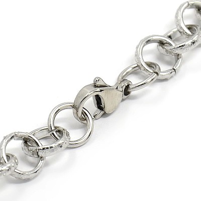 Tarnish Resistant Fashionable 304 Stainless Steel Engraved Bubbles Cable Chain Bracelets STAS-A028-B087P-1