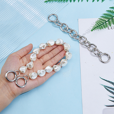 Plastic Pearl Alloy Phone Hand Strap Chains FIND-WH0260-55P-1