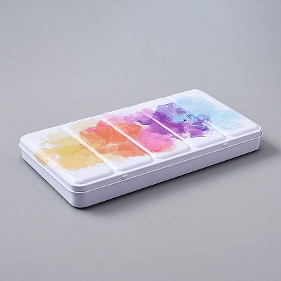Empty Watercolor Paint Palette Tinplate Box LS-AJEW-WH0248-93-1