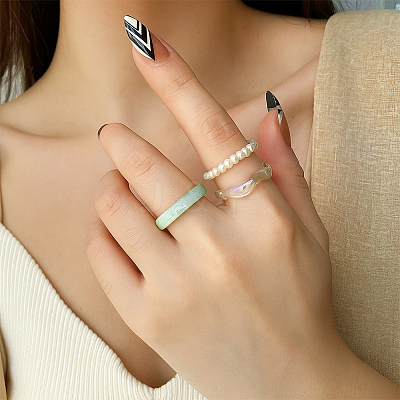 4 Sets 2 Colors Acrylic Finger Rings for Women RJEW-GO0001-23-1