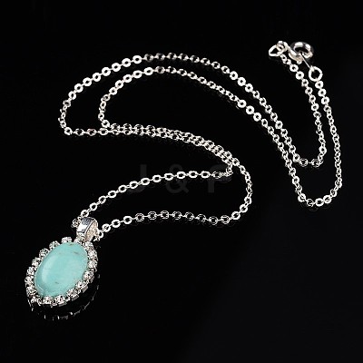 Trendy Synthetic Turquoise Pendant Necklaces and Ear Studs Jewelry Sets SJEW-JS00848-1