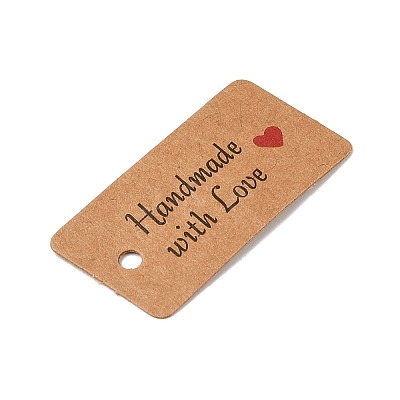 100Pcs Kraft Paper Word Handmade with Love Printed Gift Tags CDIS-H007-12B-1