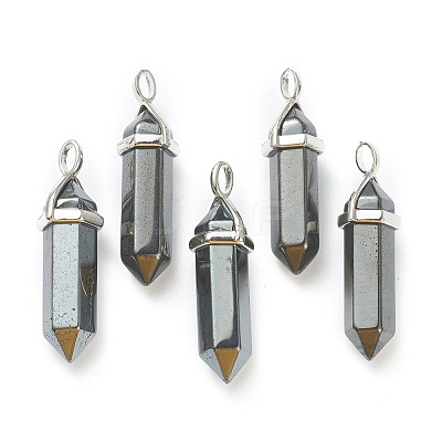 Synthetic Non-magnetic Hematite Pointed Pendants X-G-M378-01P-A16-1