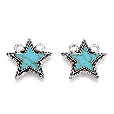 Alloy Pendants with Synthetic Turquoise PALLOY-TADZ0001-03AS-1