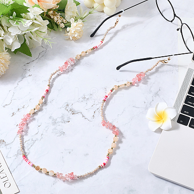 1Pc Polymer Clay with Alloy and Crystal Neck Strap for Eyeglasses AJEW-CN0005-04B-1