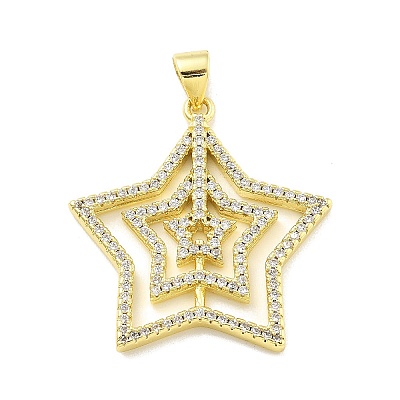 Rack Plating Brass Micro Pave Cubic Zirconia Pendants KK-D359-30G-1