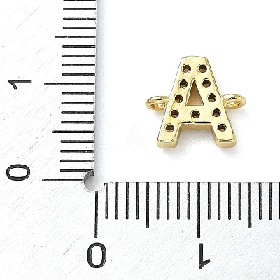 Brass Micro Pave Clear Cubic Zirconia Letter Links Connector Charmss KK-I382-07G-1