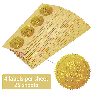 Plastic Self Adhesive Gold Foil Embossed Stickers DIY-WH0211-375-1
