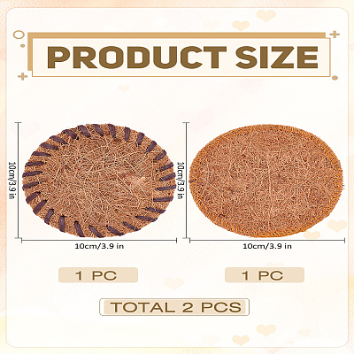 2Pcs 2 Styles Natural Coconut Fiber Coasters AJEW-LP0006-42-1