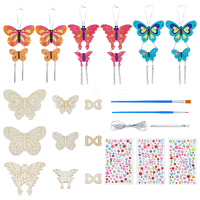 DIY Wood Butterfly Wind Chime Making Kits DIY-FH0010-13-1