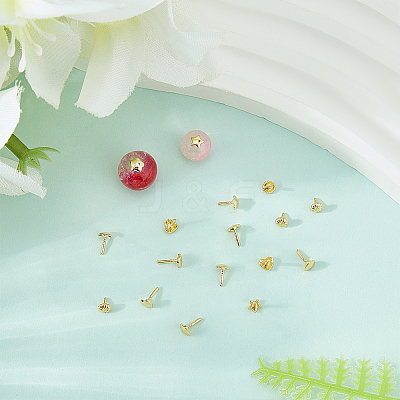 60Pcs 4 Styles Brass Peg Bails Pin Charms KK-BBC0022-87-1