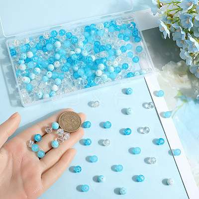 300Pcs 5 Colors Transparent Glass Beads GLAA-SC0002-42C-1