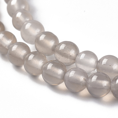 Natural Gray Agate Bead Strands X-G-R193-12-4mm-1