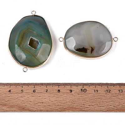 Natural Agate Connector Charms G-Q606-56A-G-1