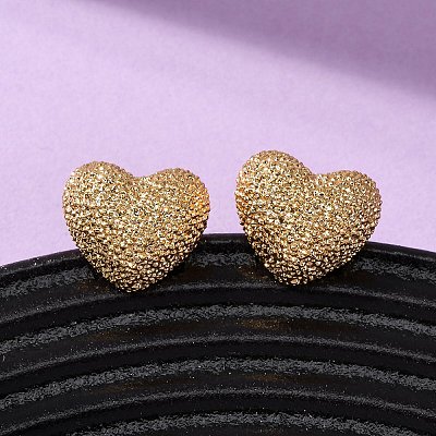 Brass Textured Stud Earrings EJEW-A143-02B-G-1