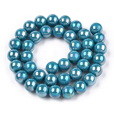 Electroplate Opaque Glass Beads Strands GLAA-T032-P10mm-AB13-1