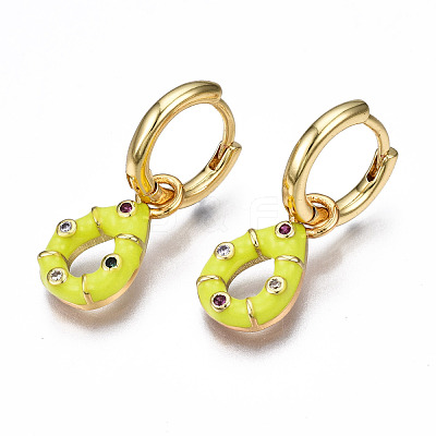 Brass Micro Pave Cubic Zirconia Huggie Hoop Earrings EJEW-T014-39G-NF-1