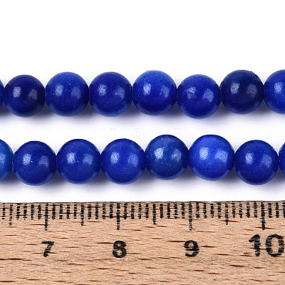 Dyed Natural Mashan Jade Round Beads Strands G-T139-6mm-67E-1