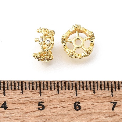 Brass Micro Pave Clear Cubic Zirconia Spacer Beads KK-Z156-08G-03-1