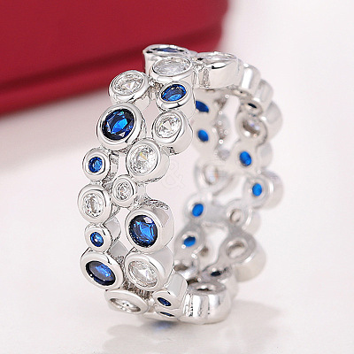 Hollow Brass Pave Cubic Zirconia Finger Rings FS-WG3B071-01-1