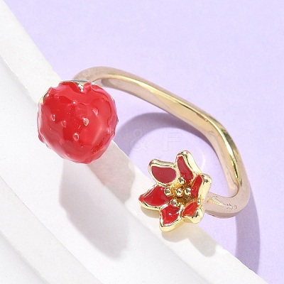 Brass with Enamel Cuff Open Rings for Women LS-RJEW-Q019-01B-G-1