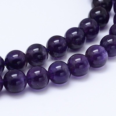 Natural Amethyst Round Bead Strands G-M212-6mm-01C-1