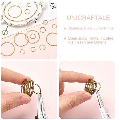 15Pcs 3 Styles 304 Stainless Steel Open Jump Rings STAS-YW0011-26-1