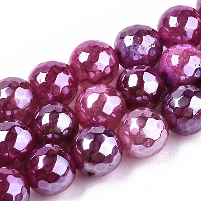 Electroplate Natural Agate Beads Strands G-T131-55-09-1