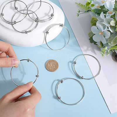 10Pcs Adjustable 201 Stainless Steel Expandable Bangle Making STAS-SC0008-09-1