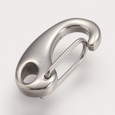 Tarnish Resistant 304 Stainless Steel Push Gate Snap Keychain Clasp Findings LS-STAS-F083-07P-1