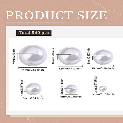 ABS Plastic Imitation Pearl Cabochons SACR-LP0001-04-1