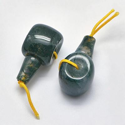Natural Moss Agate 3 Hole Guru Beads G-K208-02-A-26-1