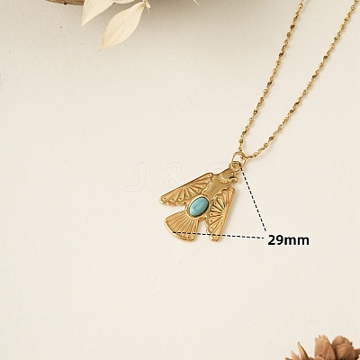 304 Stainless Steel & Synthetic Turquoise Pendant Necklaces for Women WGA2F7A-04-1