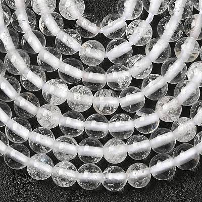 Natural Quartz Crystal Round Beads Strands G-J303-01-4mm-1