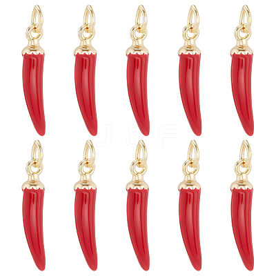 10Pcs Brass Enamel Pendants KK-BBC0018-65-1