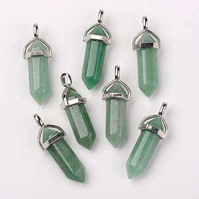 Natural Green Aventurine Double Terminated Pointed Pendants X-G-F295-04A-1