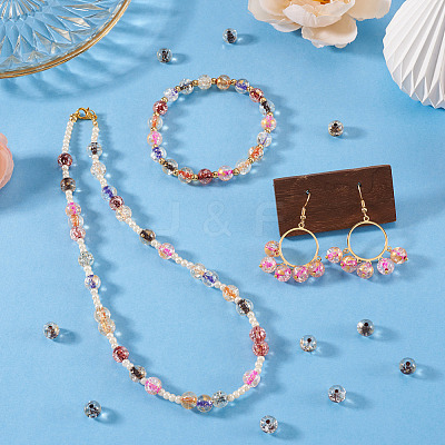 100Pcs Crackle Transparent Glass Beads GLAA-TADJ0001-12B-1