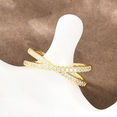 Brass Micro Pave Cubic Zirconia Finger Rings RJEW-D340-01G-01-1