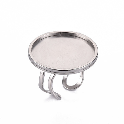 Tarnish Resistant 201 Stainless Steel Cuff Ring Findings STAS-S080-040G-P-1