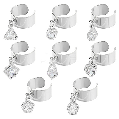 8Pcs 304 Stainless Steel Open Cuff Finger Ring RJEW-UN00036-1