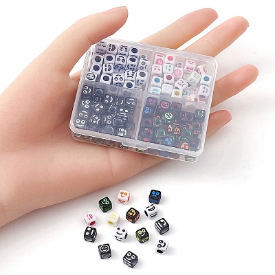 160Pcs 4 Styles Craft Acrylic Beads MACR-YW0002-74-1