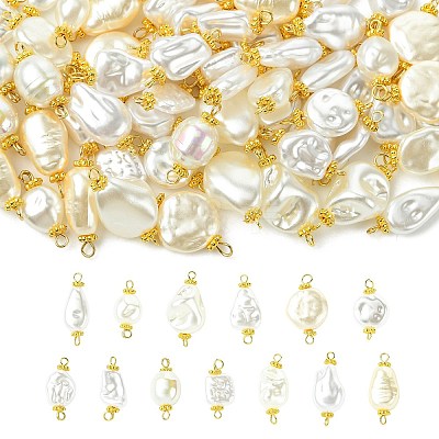 65Pcs 13 Styles ABS Plastic Imitation Pearl Connector Charms PALLOY-CJ00168-1