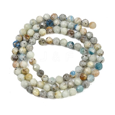 Natural Blue Azurite in Calcite Beads Strands LS-G-P618-4mm-01-1