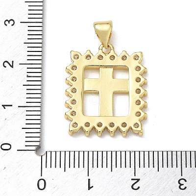Religion Cross Brass Micro Pave Clear Cubic Zirconia Pendants CU-CBA83A6-03G-G03-1
