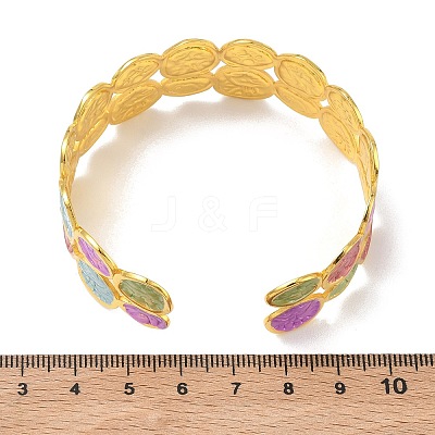 Multicolor Brass Enamel Cuff Bangles for Women BJEW-G787-02G-01-1
